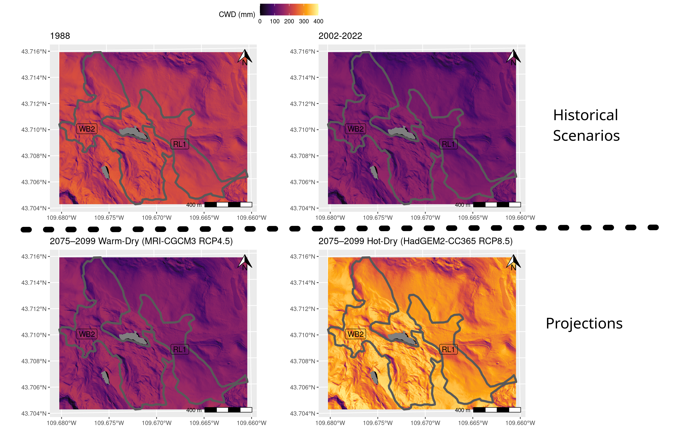 Historical and projected drought stress